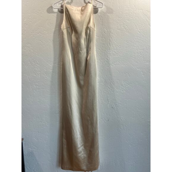 MESHKI Champagne Satin Gown XXS NWT Elegant Formal Dress with Slit - Picture 15 of 16